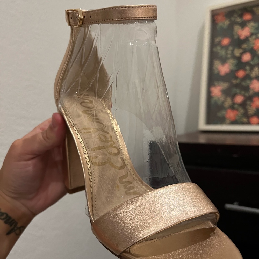 Sam Edelman Yaro Ankle Strap Heels - Rose Gold 6 1/2